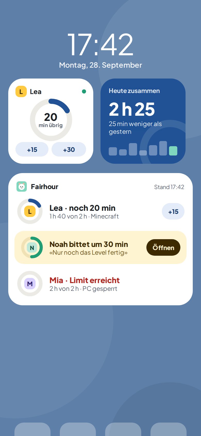 Widgets auf dem Startbildschirm